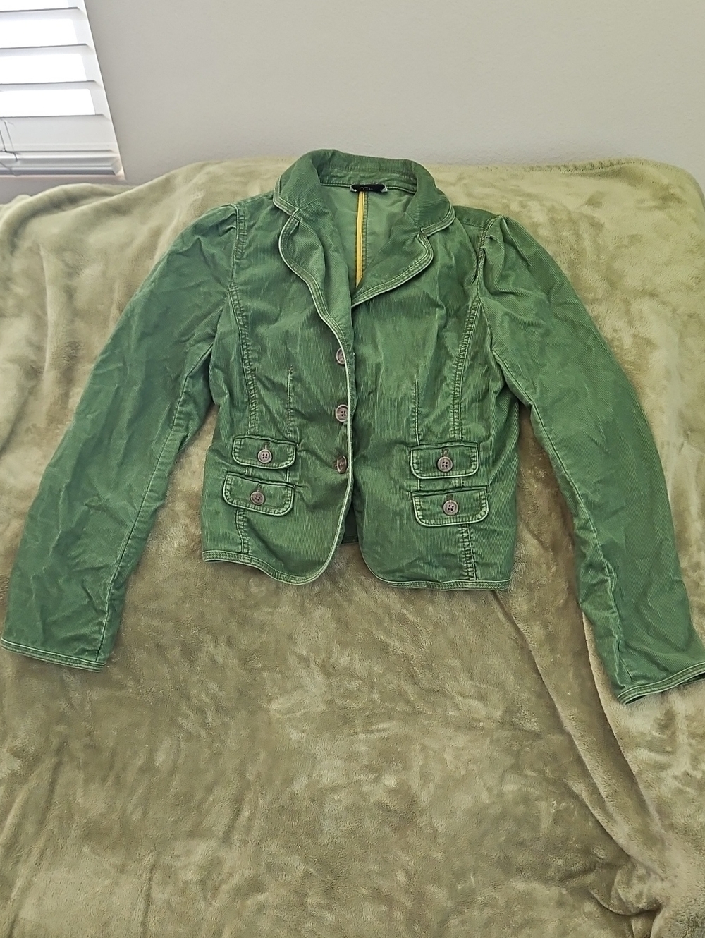 LOFT Olive Green Tailored Button Jacket, Petite Small